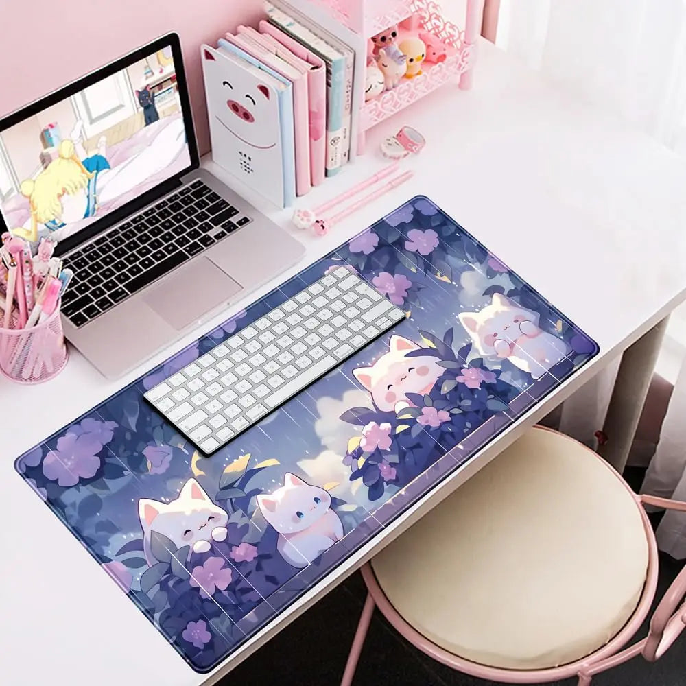 Gaming Rubber Cartoon Mouse Pad Large Desk Mat with Extended Edge Customizable Stitched Design for Office/Home Use