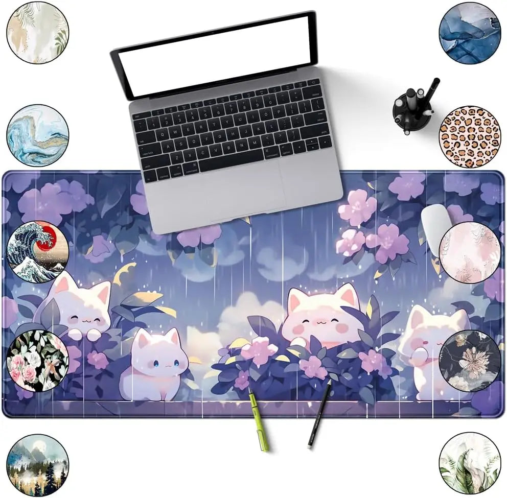 Gaming Rubber Cartoon Mouse Pad Large Desk Mat with Extended Edge Customizable Stitched Design for Office/Home Use