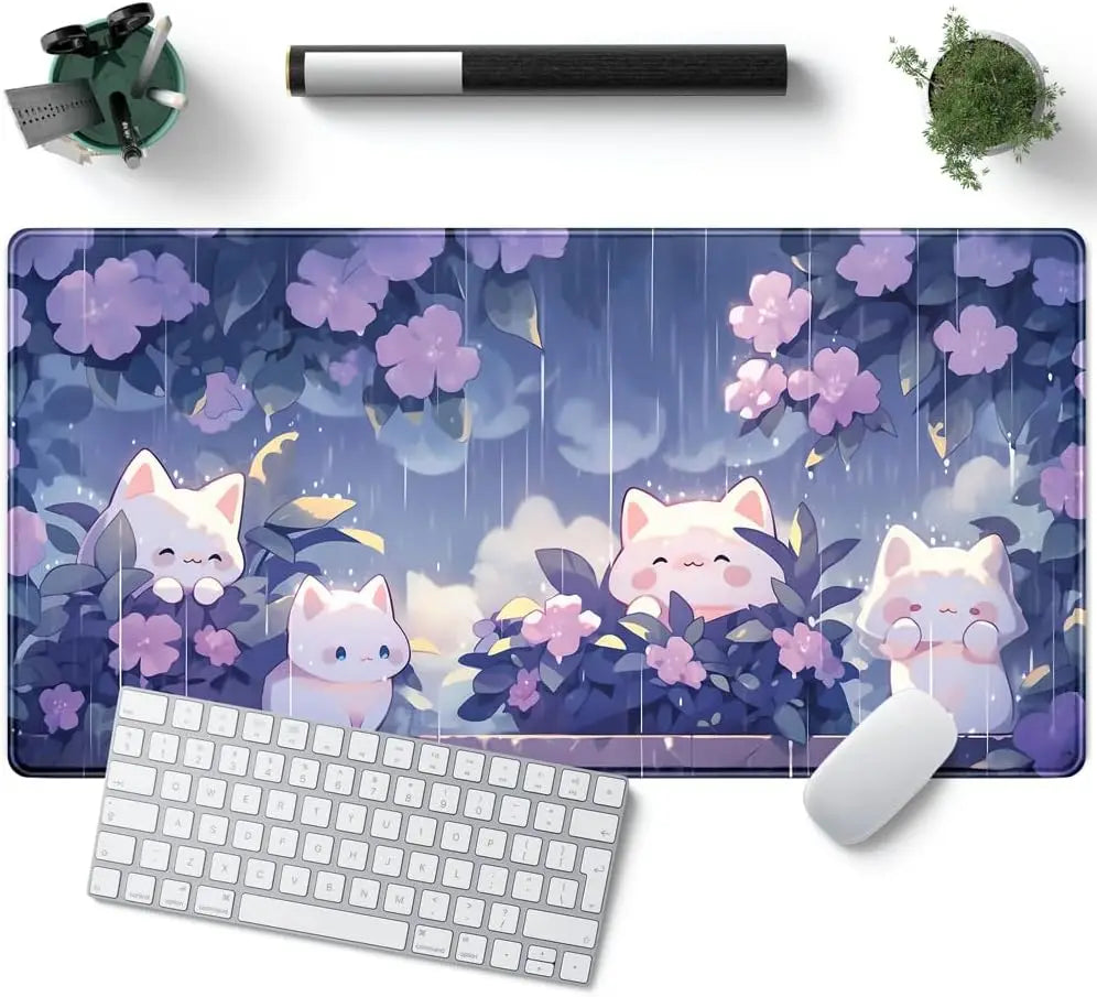 Gaming Rubber Cartoon Mouse Pad Large Desk Mat with Extended Edge Customizable Stitched Design for Office/Home Use
