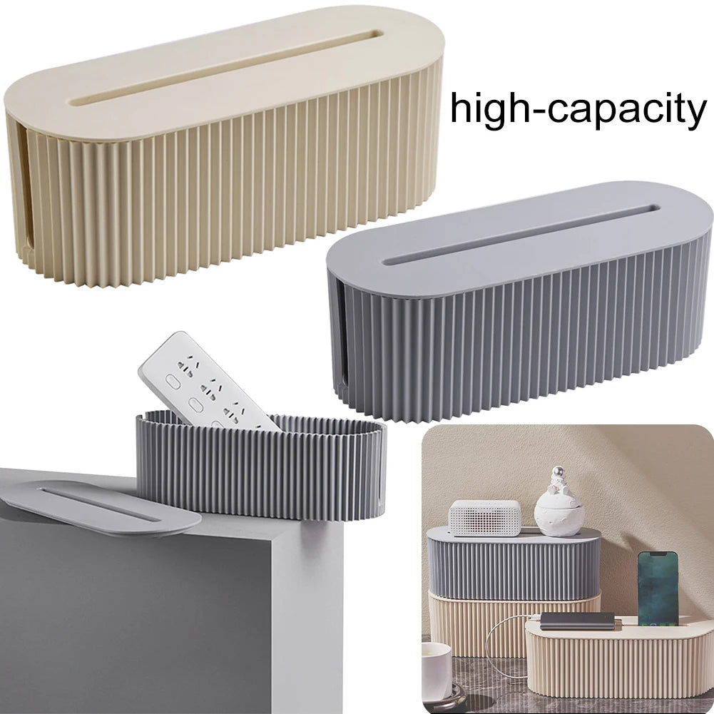 Cable Tidy Box Cable Management Box Large Capacity Desktop Cord Organizer with Lid Cable Organizer Box for Hiding Messy Cables
