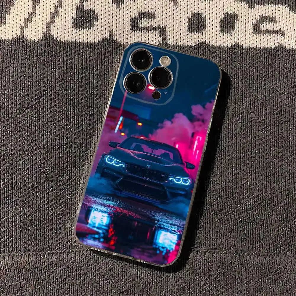 Car Cool Phone Case For iPhone 17 Air 11 12 13 14 15 16 Pro Max Plus XS X XR Silicone Soft Cover