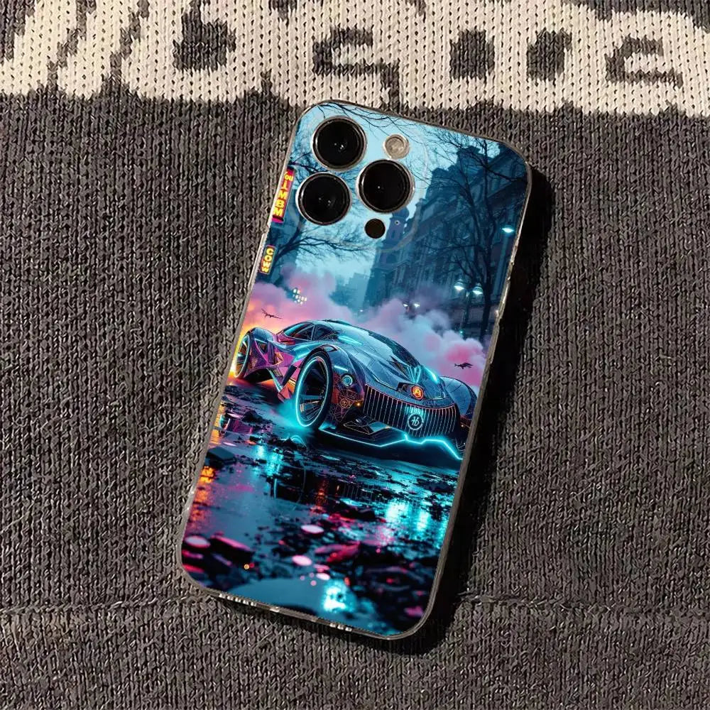 Car Cool Phone Case For iPhone 17 Air 11 12 13 14 15 16 Pro Max Plus XS X XR Silicone Soft Cover