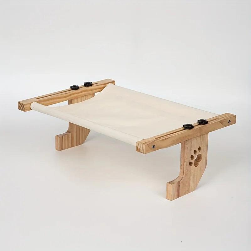 Cat Window Sill, Cat Window Hammock, Suitable for Indoor Cats, Wooden and Metal Frame, Easy to Adjust Window Sill, Bedside