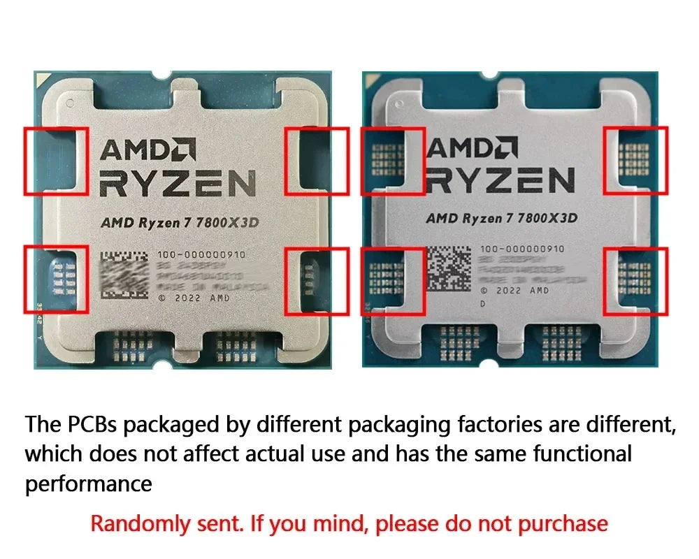 AMD Ryzen 7 7800X3D 4.2GHz L3=96M Processor 8-Core 16-Thread R7 7800X3D 120W Socket AM5 5NM DDR5 NEW but No Fan