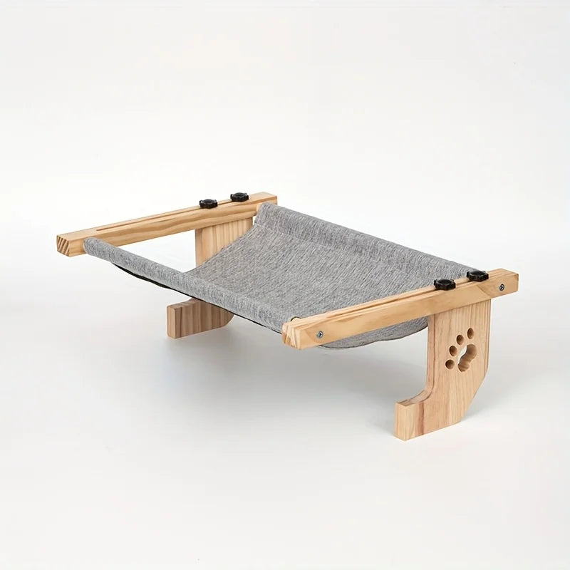 Cat Window Sill, Cat Window Hammock, Suitable for Indoor Cats, Wooden and Metal Frame, Easy to Adjust Window Sill, Bedside