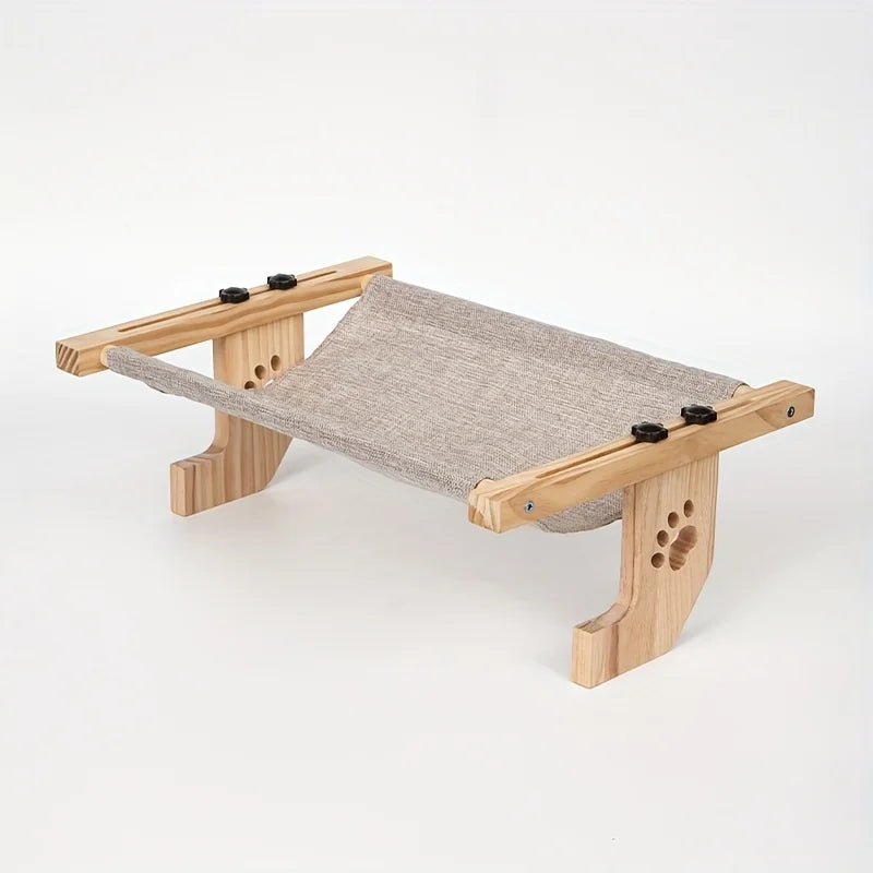 Cat Window Sill, Cat Window Hammock, Suitable for Indoor Cats, Wooden and Metal Frame, Easy to Adjust Window Sill, Bedside