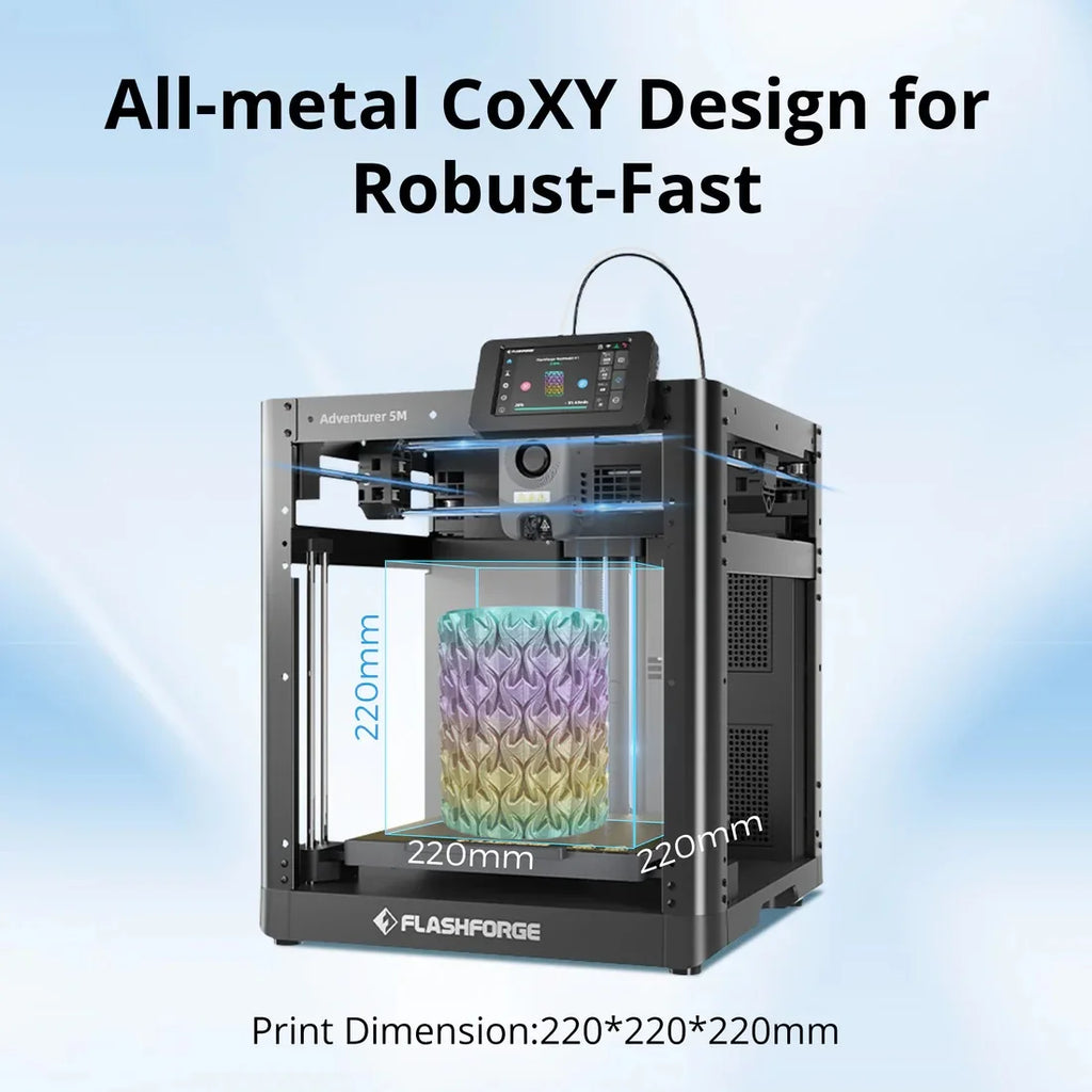 Flashforge Adventurer 5M FDM 3D Printer DIY Kit Max 600mm/s Fast High Speed Printing Out Of Box Quick Detachable Nozzle Dual fan