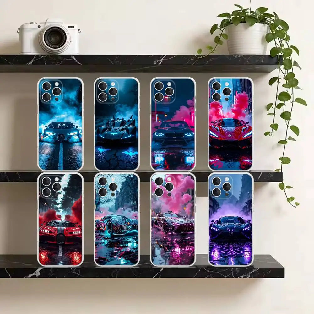 Car Cool Phone Case For iPhone 17 Air 11 12 13 14 15 16 Pro Max Plus XS X XR Silicone Soft Cover