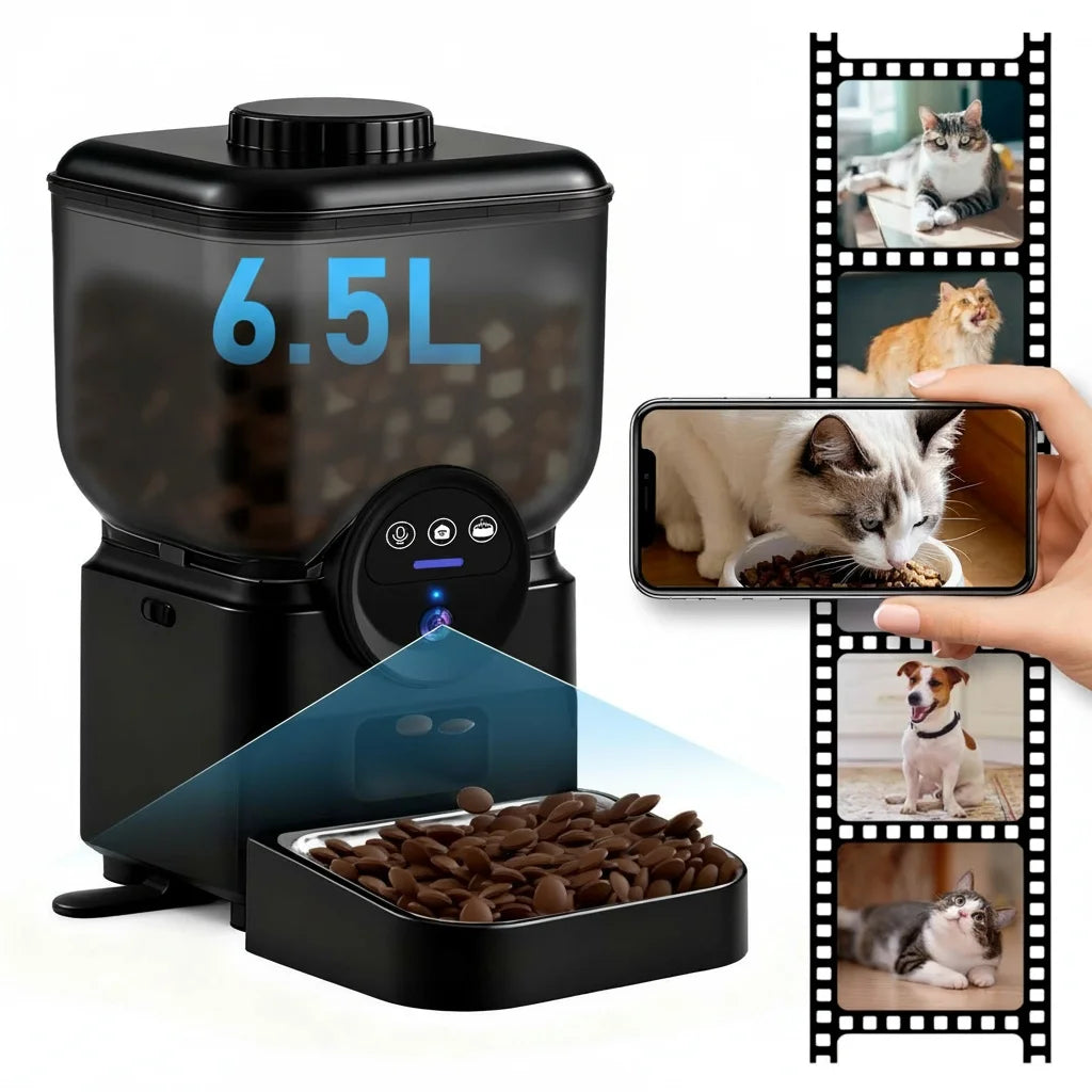 Automatic Cat Feeder Rechargeable Wifi Smart Pet Feeder App Controlled Cat Feeder With Camera Built-in Battery Cat Dog Feeder