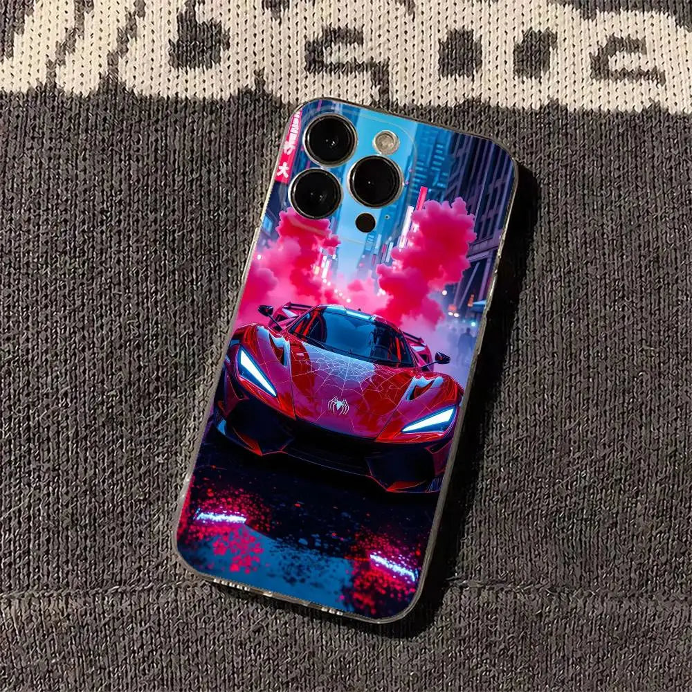 Car Cool Phone Case For iPhone 17 Air 11 12 13 14 15 16 Pro Max Plus XS X XR Silicone Soft Cover