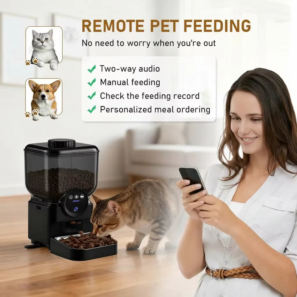 Automatic Cat Feeder Rechargeable Wifi Smart Pet Feeder App Controlled Cat Feeder With Camera Built-in Battery Cat Dog Feeder